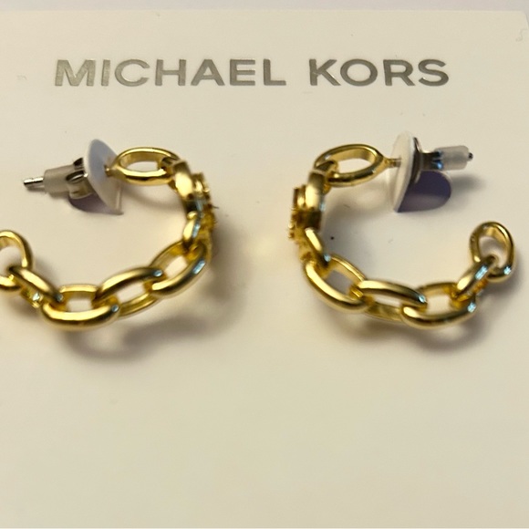 Michael Kors Logo Hoop Earrings Gold-tone NWT - Picture 3 of 5